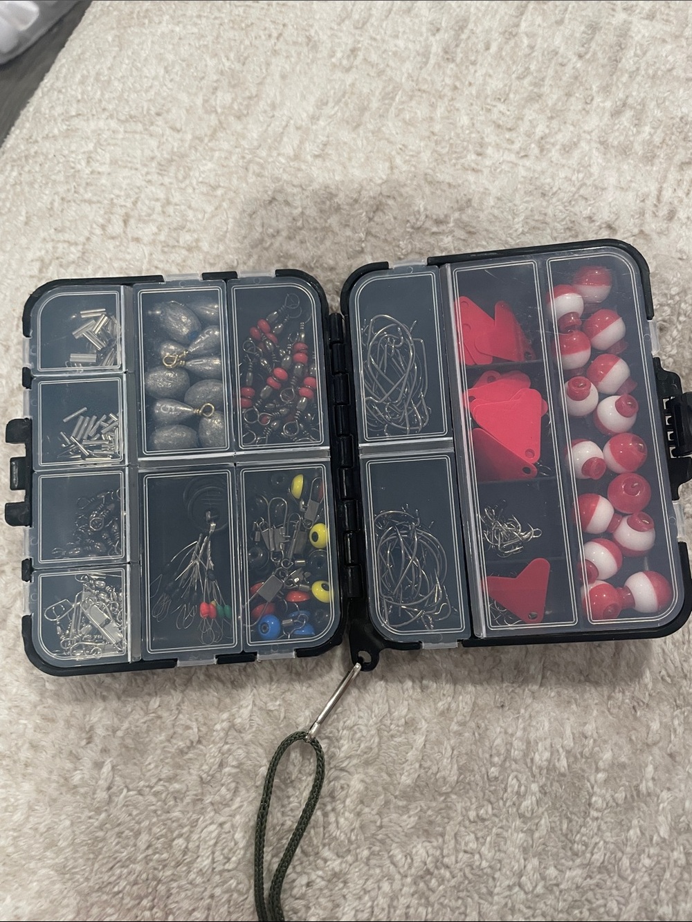 Black Portable Fishing Tackle Organizer Box with Clear Lids